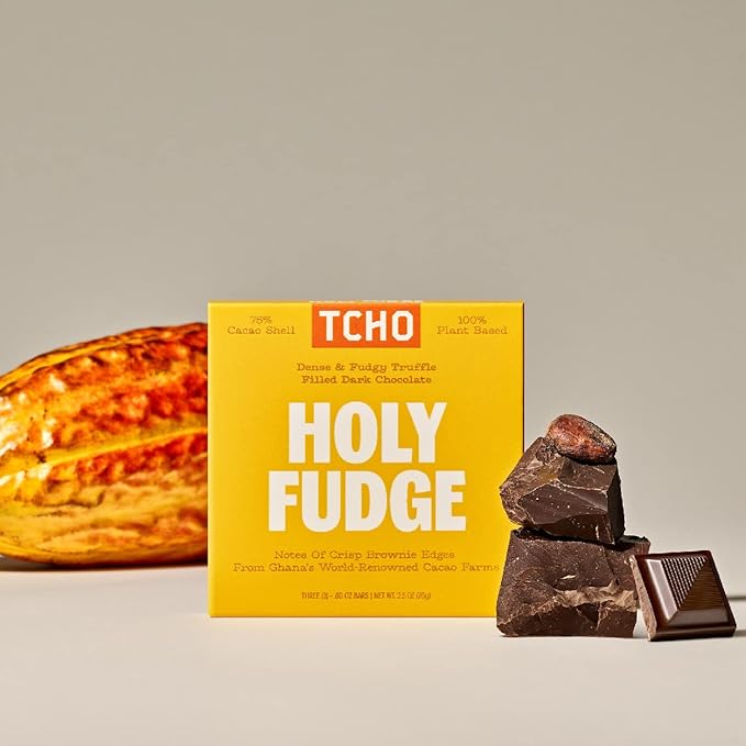 TCHO Holy Fudge 75% Dark Chocolate Bars (5 pack) | Single Origin Ghana, Dairy Free, Organic & Fair Trade | Non-GMO, Vegan, Soy Free, Gluten Free (2.5oz each)