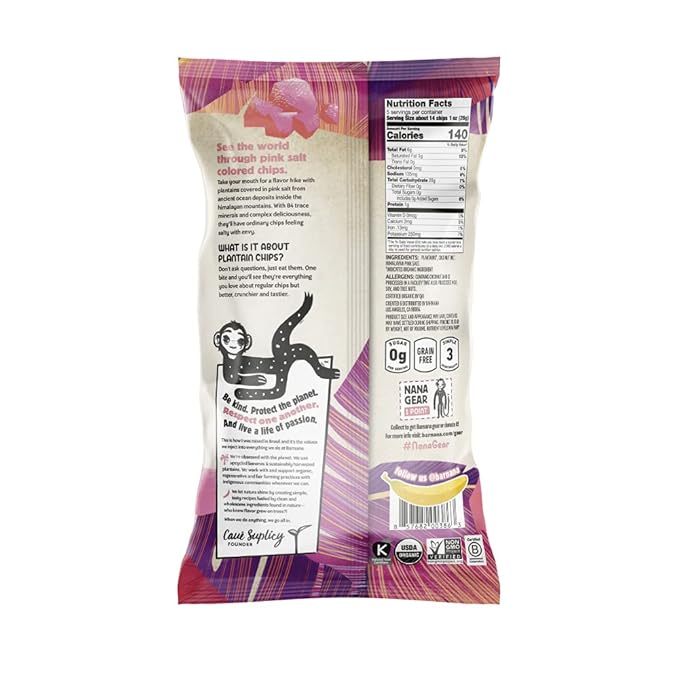 Barnana Organic Plantain Chips with Himalayan Pink Salt, 5 Oz