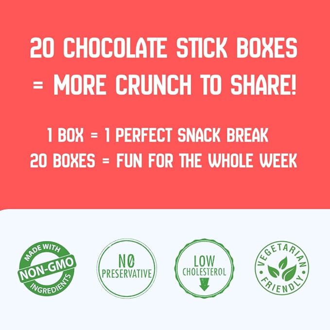 Zyluc Chocolate Biscuit Sticks – Cocoa-Dipped Crunchy Snack with Chocolate Flavor – Non-GMO Ingredients – 33g Pack, Halal Certified, No Trans Fat, Crispy Asian Treat – On-the-Go Sweet Snack, Pack of 20