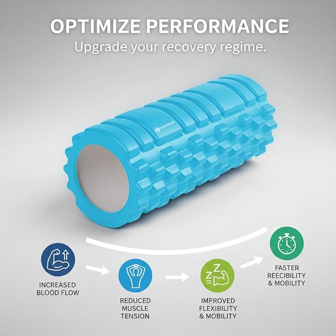 Strong Foam Roller - Deep Tissue Medium Density Muscle Massager with Myofascial Trigger Point Release, Back Massage Roller for Soreness and Mobility 13 x 5.5 Inch