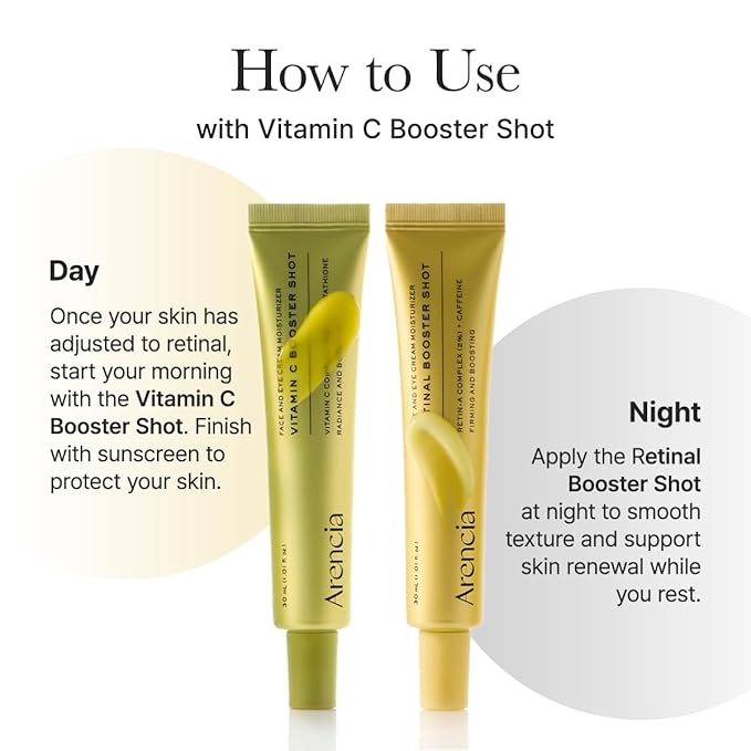 Arencia Retinal Booster Shot Serum, Firming Advanced Night Serum with Caffeine and Ectoin for Mature Skin, Pore Minimizing, WFine Lines & Wrinkles, Korean Skincare 30ml/1.01 fl.oz