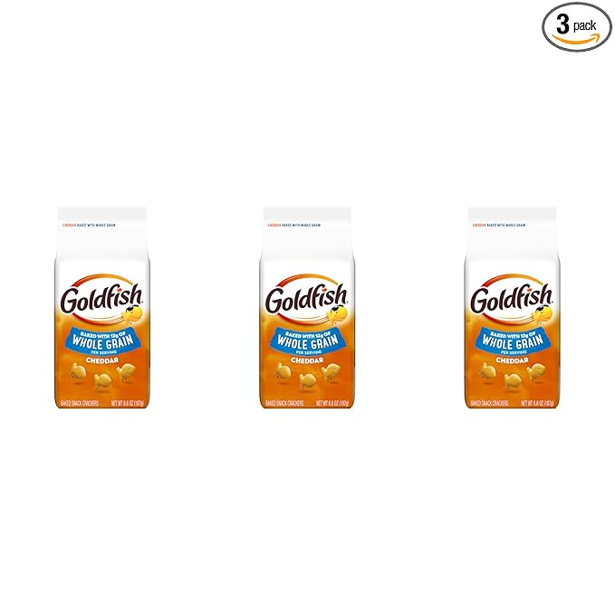 Goldfish Baked with Whole Grain Cheddar Cheese Crackers, 6.6 Oz Bag (Pack of 3)