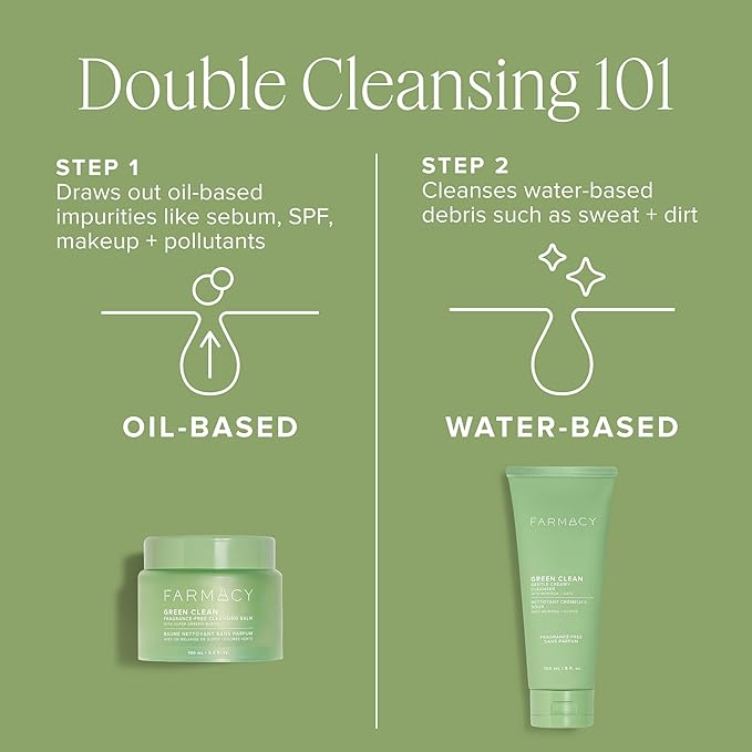 Farmacy Sensitive Skin Makeup Remover Cleansing Balm - Green Clean Waterproof Makeup Remover Balm + Oil Cleanser for Face - Melts Make Up + SPF - Hydrates + Softens Skin - Fragrance Free (100ml)