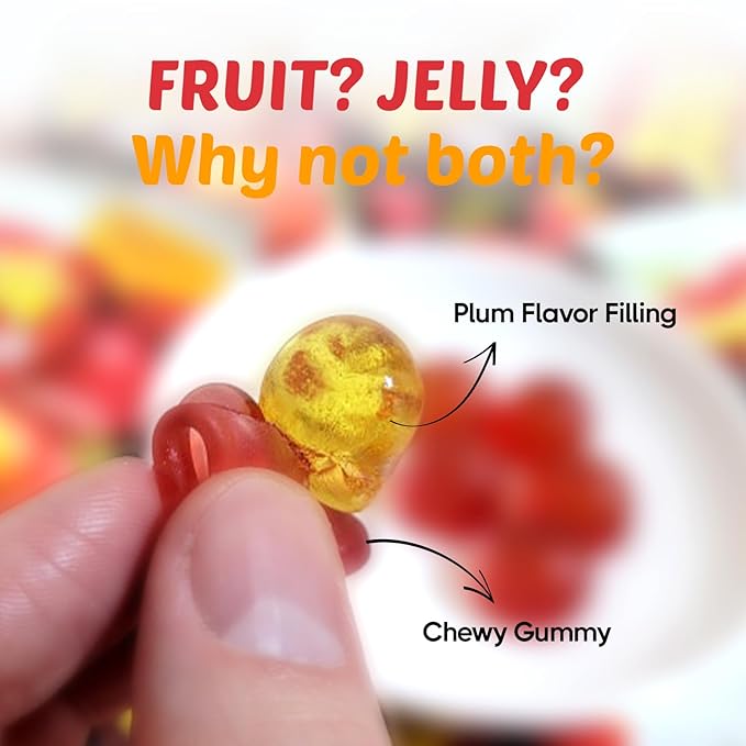 COELO Peelable Plum Gummy 67g x 3Pack (Total 7.09oz) | Korean 4D Tropical Peeling Candy Filled Rich Fruits Flavored Jelly Soft Sweet Filling Fun Chewy Treats | Party Camping Office 자두젤리 K-Food