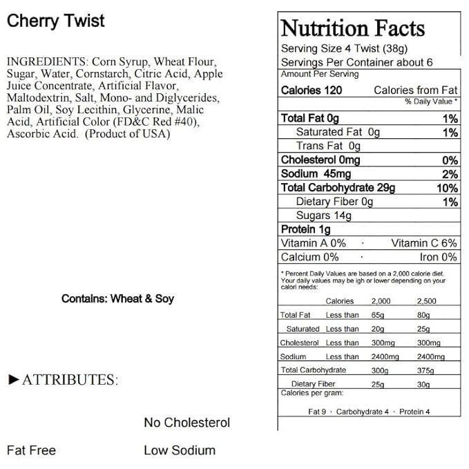 Cherry Licorice Twists - Fat-Free Old Fashioned Gourmet Cherry Licorice Candy - Soft & Chewy Texture with Bold Fresh Flavor - Licorice Candy - (8 oz)