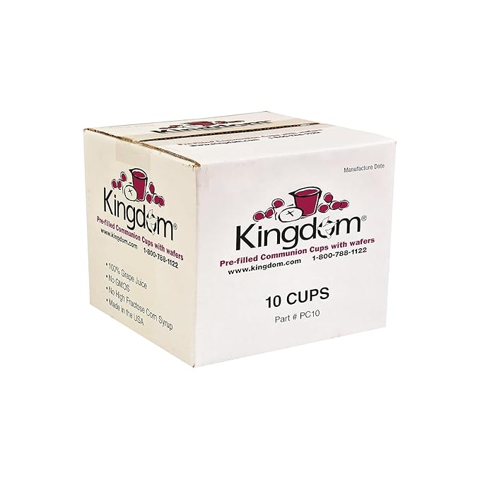 Kingdom Prefilled Communion Cup with Wafers(10ct-Red Juice) Sealed in a Single-Serving Container with Upto 1 Year Shelf Life, Perfect for Holy Eucharist Celebration in Hospitals,Summer Camps,and More