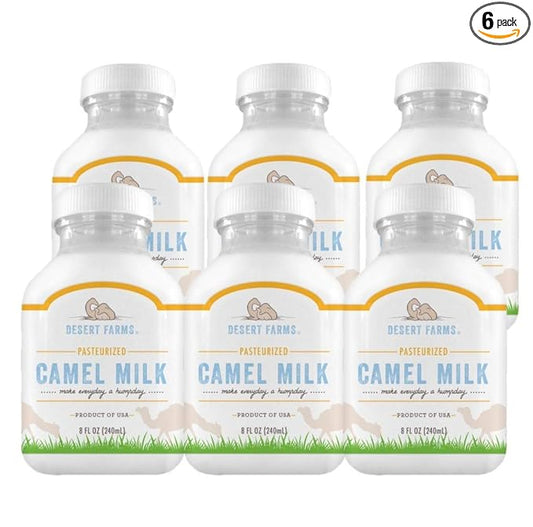 Desert Farms - Organic Fresh Frozen Camel Milk - Fresh Flavor with Health Benefits - Pure & Natural Grade A - Allergen Free Milk from Healthy Camels in Midwest - Made In The USA [6 Pack]