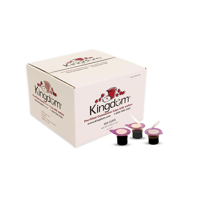 Kingdom Easy Open Prefilled Communion Cup with Wafers(500ct) Sealed in a Single-Serving Container with Upto 1-Year Shelf Life, Perfect for Holy Eucharist Celebration in Hospitals, Summer Camps, and more!