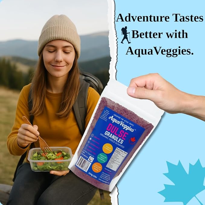 Aqua Veggies Organic Atlantic Dulse Flake Granules Sea Vegetable, Wild-Harvested, Sun-Dried Superfood Seaweed Snacks| Rich in Iodine, B12, Iron, Calcium, Fibre & Plant-Based Protein (1 lb)