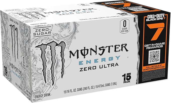 Monster Energy Zero Ultra, Sugar Free Energy Drink, 16 Ounce | Pack of 15