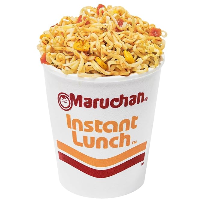 Maruchan Instant Lunch Ramen Noodles, Hot & Spicy Beef Flavor – Japanese-Style Instant Noodle Soup, Quick & Easy Meal – 2.25 Oz Cup, Pack of 12
