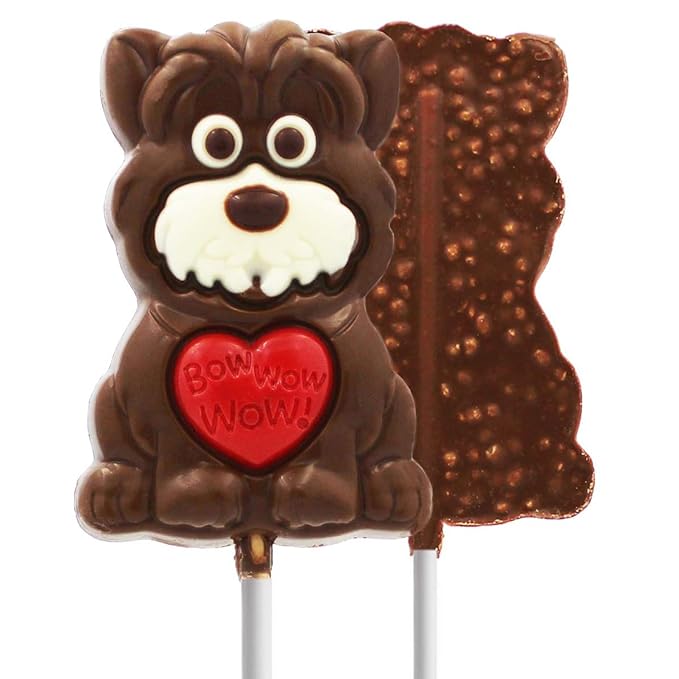 Valentine's Big Puppy Lollipop Holiday Treats 4-Pack Variety, Pop Party Bag Fillers, Individually Wrapped, Kosher Certified, 3oz Sucker Puppy