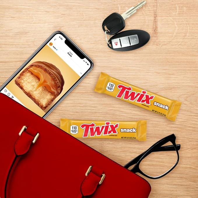 TWIX Snack Size Caramel Cookie Crunch On the Go Milk Chocolate Bars Individually Wrapped Candy, 0.75 Oz (Pack of 24)