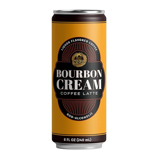 Golden Nest Liquor-Flavored Coffee Latte | Ready to Drink Liquor-Inspired Non-Alcoholic Creamy Beverage | All Natural No Preservatives | 8 Fl Oz Can (Bourbon Cream, 8 Fl Oz (Pack of 6))