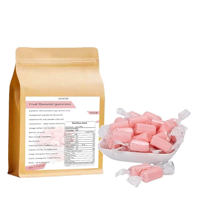 Fruit flavored gummies 17.63OZ (500g), soft and chewy candy snacks, There are three flavors: white peach, apple and pineapple，Independent packaging.
