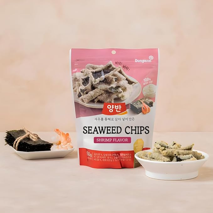 [Dongwon] YANGBAN Seaweed Chips | Enticing Shrimp Flavor | Authentic Korean Nori Seaweed Snack | Crispy and Light | Traditional Kimbugak (김부각) Snack (1.76 oz x 1 pack)