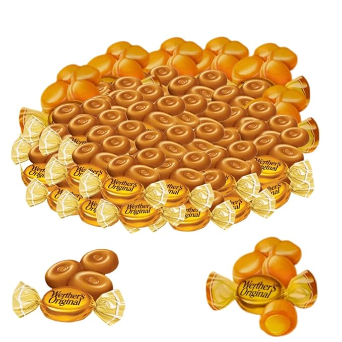Werther's Original Hard, Creamy Filled & Chewy Caramel Candies, 2 LB Mix – Individually Wrapped Classic, Soft & Creamy Caramels – Made with Real Butter & Fresh Cream – Bulk Bag for Sharing