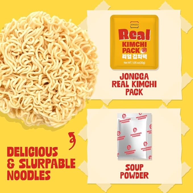 Instant Ramen Cup Noodles [ORIGINAL Kimchi | 6 CUPS/ Pack] – Healthy, Bold & Tangy | Korean Spicy Noodle Soup with Real Fermented Kimchi | No Artificial Additives/ Colors | 0 Trans Fat | Easy to Cook Meal or Snack - O’food