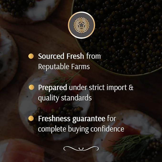 OLMA Noble Caviar Gift Set - 2 oz (56g) of Caviar, Includes Kaluga Royal, Siberian Osetra Aurora, Hackleback, Paddlefish, Serving Spoon & Blinis - Superior Grade Fresh Roe Fish Eggs