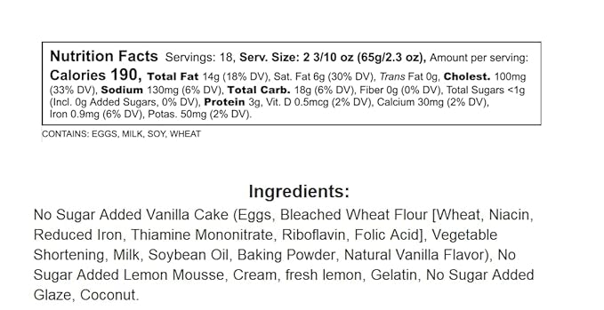 Andy Anand Sugar Free Lemon Coconut Mousse Cake (3 lbs) - Luscious, Creamy Bakery Desserts, Guilt-Free Indulgence (3 lbs)