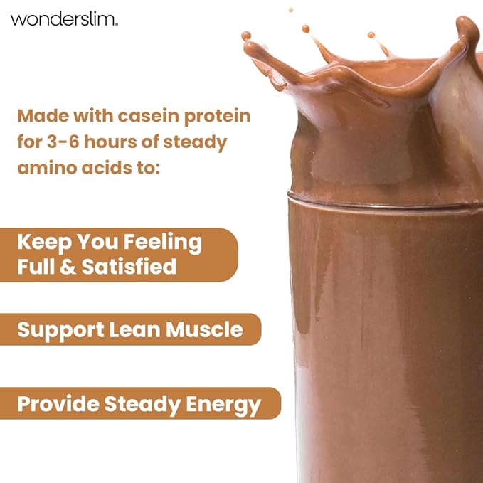 WonderSlim Meal Replacement Shake, Chocolate Salted Caramel, 15g Protein, 24 Vitamins & Minerals, Gluten Free, Low Carb (7ct)