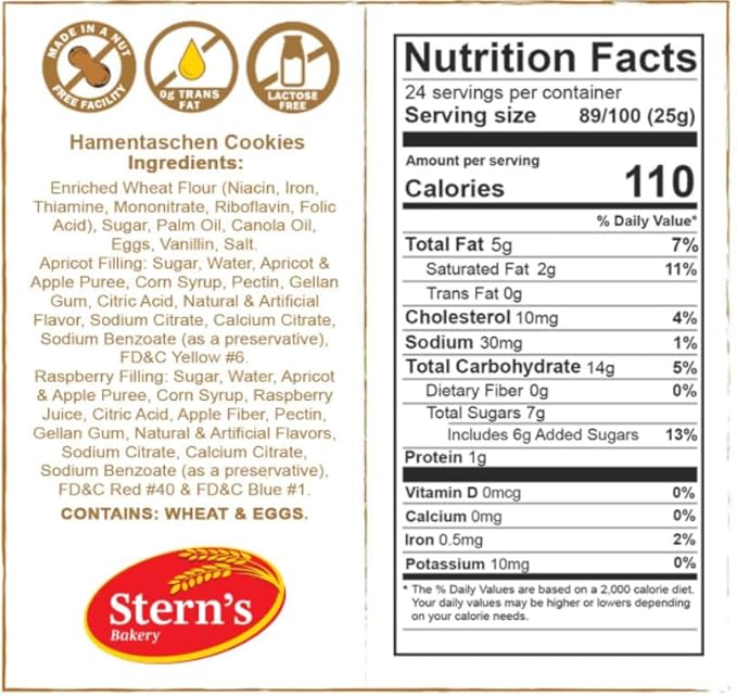 Shortbread Cookies Filled with Apricot and Rasperry Jam | Fruit Cookies, Gourmet Cookie Gifts | Kosher, Dairy Free, Nut Free | 22 oz Stern’s Bakery