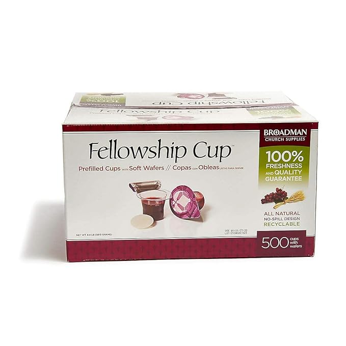 Broadman Church Supplies Pre-filled Communion Fellowship Cup, Juice and Wafer Set, 500 Count