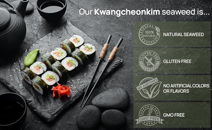 KIMNORI Kwangcheonkim Seasoned Seaweed Snacks – 24 Individual Packs Sheets Premium Natural Roasted Laver Nori 4g 0.14 Ounce