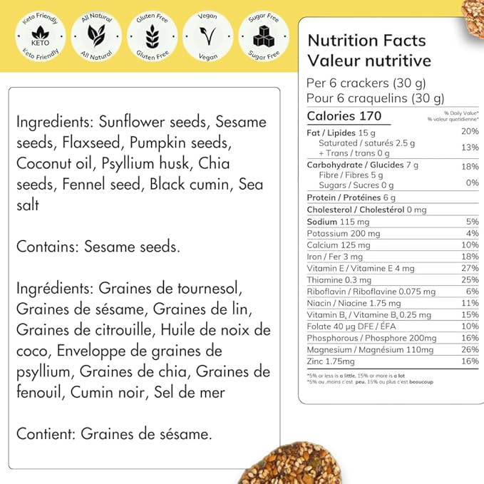 Super Seed Crackers, Gluten Free & Keto Friendly Healthy Snacks, Vegan, Zero Sugar, Paleo & Diabetic Friendly, Nut Free, 20g High Protein, 18g High Fiber, 3.56oz Each, 3-Pack, Fennel & Black Cumin