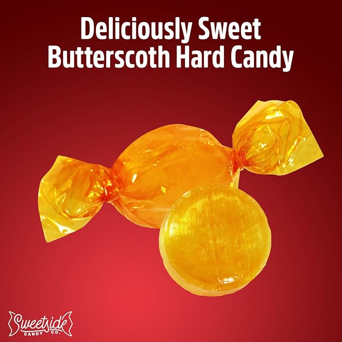 Butterscotch Hard Candy Bulk - Delicious Sweet Individually Wrapped Butter Scotch Bulk Hard Candies Perfect Blend of Creamy and Sweetness for On the Go Snacks and Parties, Gluten Free Treat (2 Pounds)
