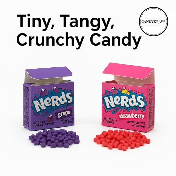 Wonka Nerds Gummy Clusters - Grape & Strawberry - 1 lbs Individually Mini Candy Boxes - Valentines & Easter Treat Pack - Classic & Delicious Gummy Candy for Movie Nights, Birthdays, Pantry