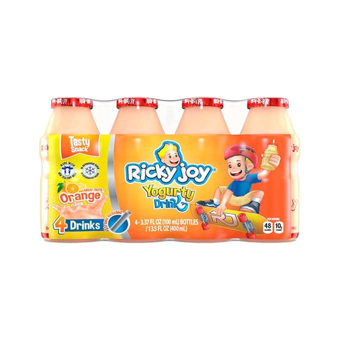 Ricky Joy® Yogurty Drink, 3.37 fl oz each., 24 Bottles, Orange (Pack of 24)