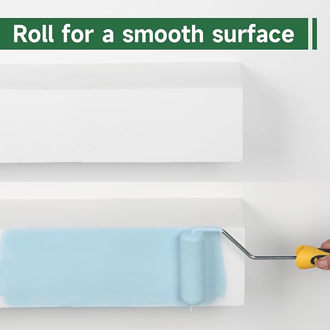 VOOMEY Mini Paint Roller,Small Paint Roller,4-Inch Foam Paint Roller with Foam-Covered Ends,10 Pack 4 Inch Small Paint Roller Covers,Roller Paint for Painting Walls,Cabinets,Corner,Cupboards,Doors