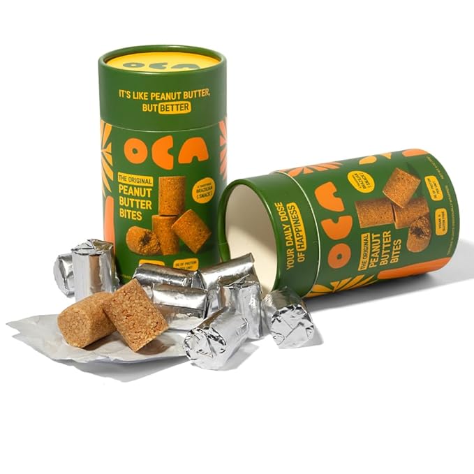 OCA Peanut Butter Bites - 2 pack - 20 Individual Servings - Organic ingredients and 30g of Protein per pack. Vegan, Gluten-Free, Keto-Friendly, Low Carb, Plant-Based Protein. Only Three Ingredients - 10oz