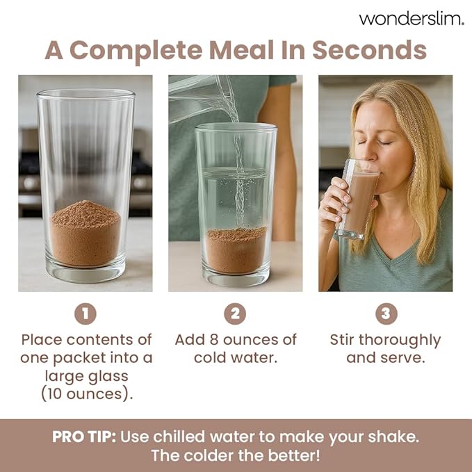 WonderSlim Meal Replacement Shake, Mocha Cream, 15g Protein, 24 Vitamins & Minerals, Gluten Free (7ct)