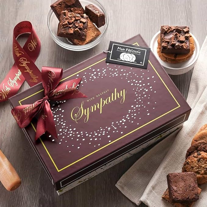 Broadway Basketeers Deluxe Condolence Sympathy Gift Baskets, Fresh Baked Assorted Brownies & Cookies Gift Box, Individually Wrapped Desserts Care Package for Loss of a Loved One, Bereavement