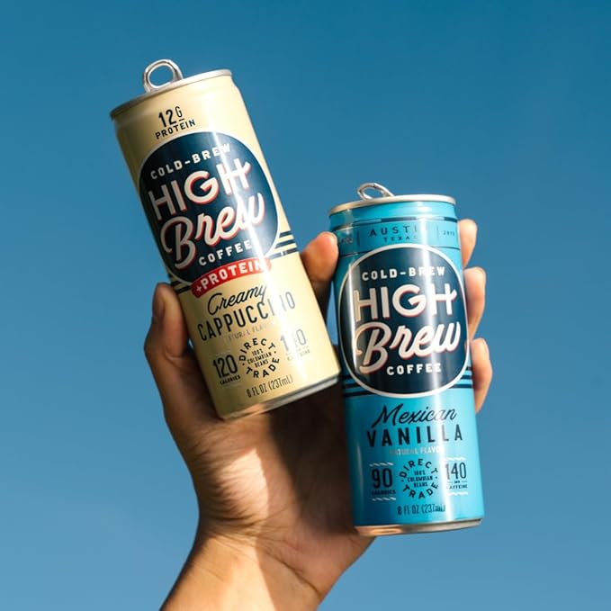 HIGH Brew Coffee Cold Brew Coffee + Protein, Creamy Cappuccino, 8 Oz Can, 12/pack