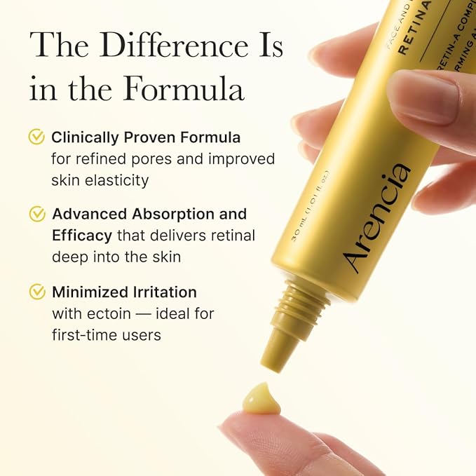 Arencia Retinal Booster Shot Serum, Firming Advanced Night Serum with Caffeine and Ectoin for Mature Skin, Pore Minimizing, WFine Lines & Wrinkles, Korean Skincare 30ml/1.01 fl.oz