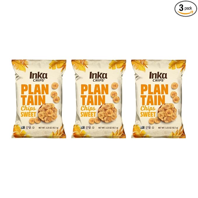 Inka Crops Inka Chips, Sweet Plantain Chips, 3.25 Ounce (Pack of 3)