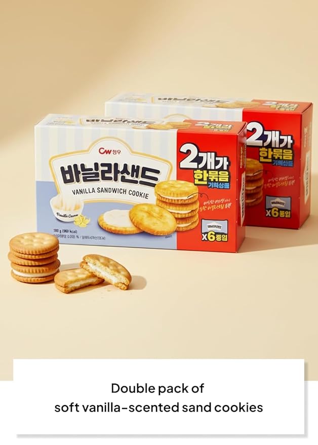 Korean Food CW Assorted Cookie Variety Pack, Egg Cookies & Vanilla & Banana Sandwich Cookies, Total 10 Packs (900g / 31.75 oz), Korean Snack Gift Box
