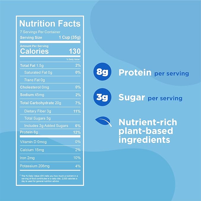 Plant-Based and Vegan Breakfast Cereal by Three Wishes - Frosted, 1 Pack - More Protein and Less Sugar Snack - Gluten-Free, Grain-Free - Non-GMO