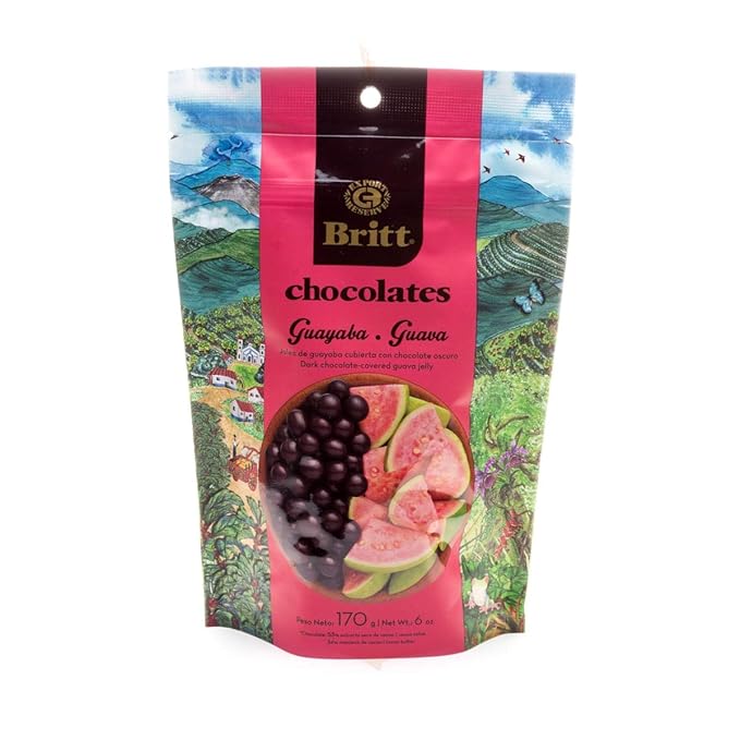 Cafe Britt® Chocolates Dark Chocolate-covered Tropical Fruit(4 Pack)(Guava, Coconut, Passion Fruit, Pineapple) (6 oz) Gourmet Dark Chocolate, Gluten Free,No Artificial Ingredients,No Trans Fat