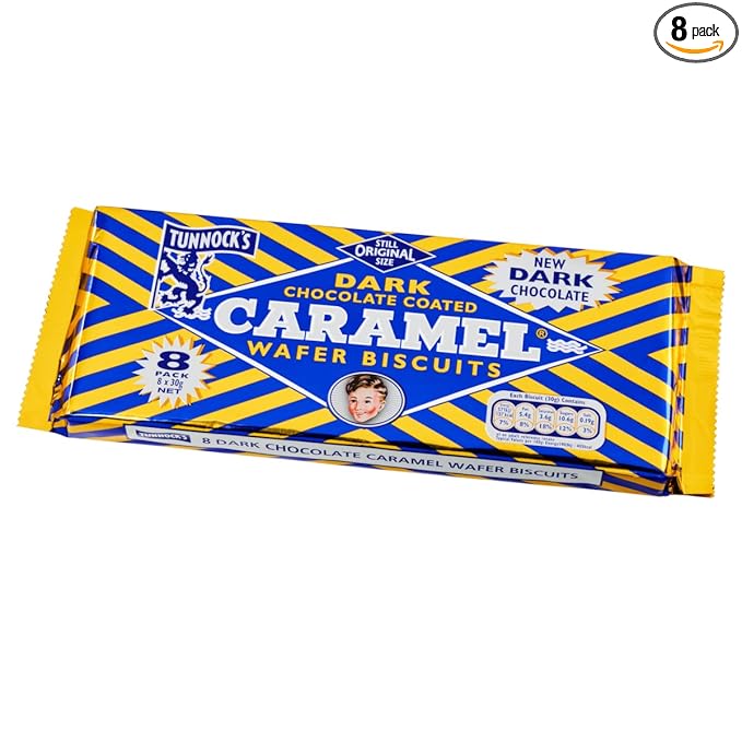 Tunnock's Dark Chocolate Caramel Wafers 8 Pack of 30g