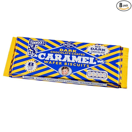 Tunnock's Dark Chocolate Caramel Wafers 8 Pack of 30g