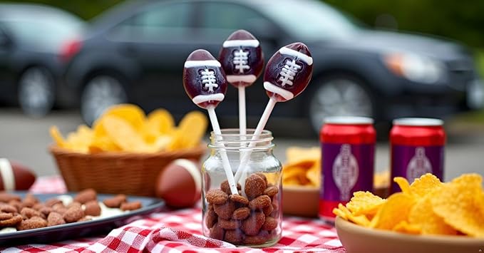 Football Lollipops Candy 20 Pack, Artificial Dye Free, Game Day Party Favors, Tailgate Snacks, Sports Party Supplies, Strawberry Flavor