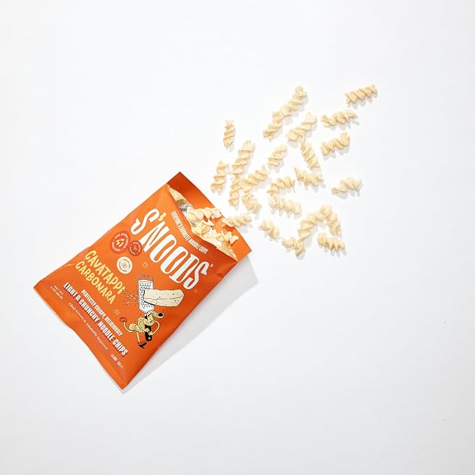 S’NOODS Cavatappi Carbonara Chips - Light & Crunchy Noodle Chips - Plant-Based Protein - Vegan Snacks - Gluten-Free - Perfectly Crispy & Delicious - For Adventurous Snackers - 0.74 oz (12 Pack)