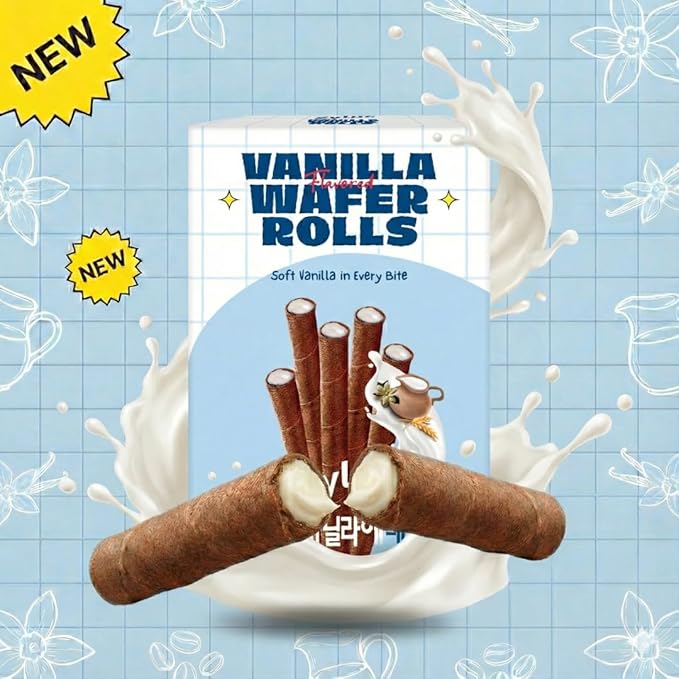 Zyluc Vanilla Wafer Rolls – Crispy Cream-Filled Cookies, Vanilla-Flavored Snack, Portion-Controlled 200 Cal Treat, No Cholesterol or Trans Fat, Premium Dessert Pack, 50g x 10 Boxes