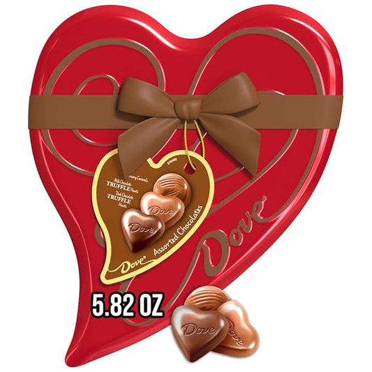 Dove Assorted Chocolate Hearts & Truffles, 5.82 oz Heart Tin