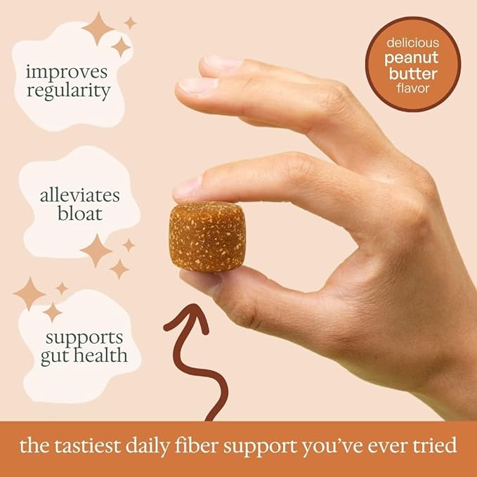 Fiber Bites - 5g Daily Fiber Supplement - Supports Regularity, Digestion and Gut Health - All Natural Ingredients, Peanut Butter Flavor, 30 Servings