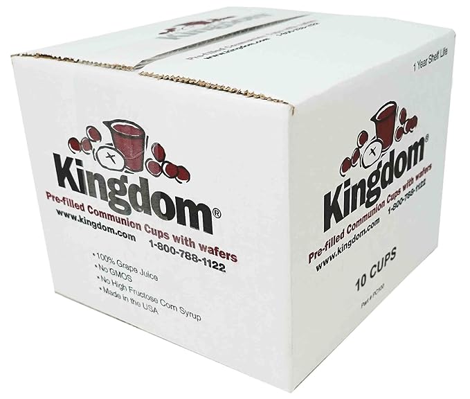Kingdom Prefilled Communion Cup with Wafers(10ct-Red Juice) Sealed in a Single-Serving Container with Upto 1 Year Shelf Life, Perfect for Holy Eucharist Celebration in Hospitals,Summer Camps,and More